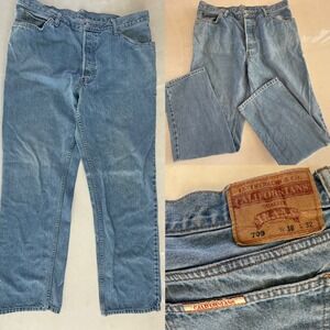Vintage Levis Californians Jeans 709 Button Fly Light Wash Denim‎ USA Mens 36x31